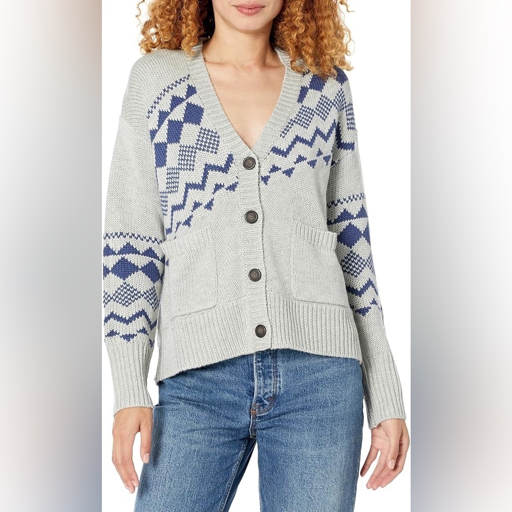 Derek Lam 10 Collective Fair Isle Cardigan Sz XS Wool Blend Oversized
